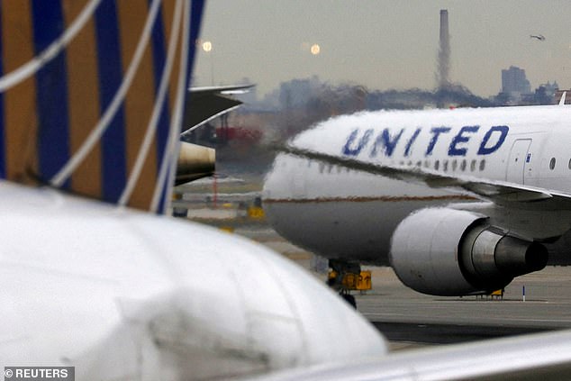 Chicago-based United did not say what caused the damage that ripped off pieces of the crossbar