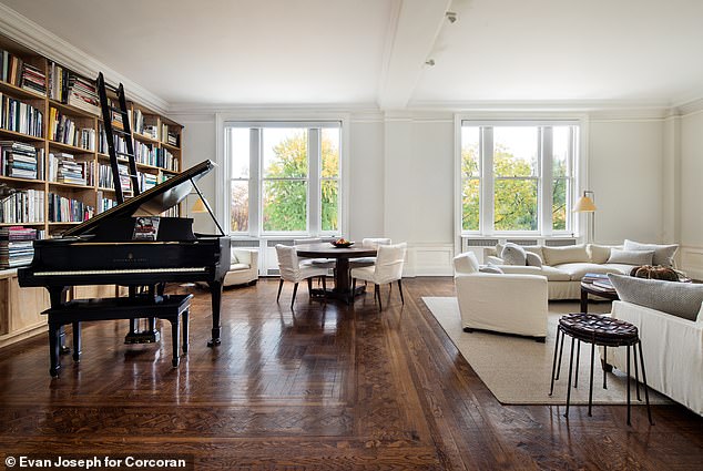 The Upper West Side apartment stretched across the fifth and sixth floors of the iconic building, and the floors were connected by a spiral staircase with a wooden banister