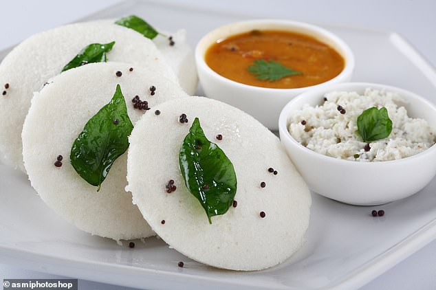 Highly biodiverse dishes mostly came from India and include chicken jalfrezi (a type of tomato-based chicken curry), chicken chaat, chana masala, idli (a savory rice cake, pictured) and rajma (red bean curry)