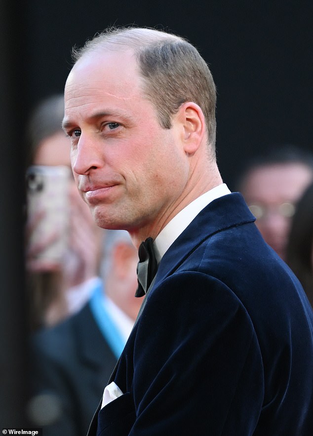 The Prince and Princess of Wales made a statement earlier this week about the situation in the Middle East.  Pictured: Prince William at the BAFTAs on Sunday