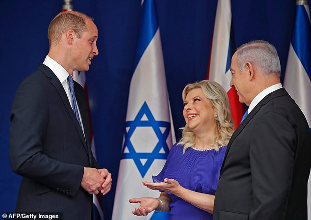 Prince William met Israeli Prime Minister Benjamin Netanyahu and his wife Sara during his visit to the country in 2018