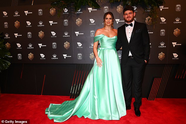 Brayshaw (pictured with Frawley at the 2022 Brownlow Medal ceremony) had to take a break from playing football in 2017 after suffering head impacts