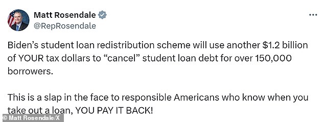 Republican lawmakers and Biden critics have condemned the administration's efforts to cancel student loan debt