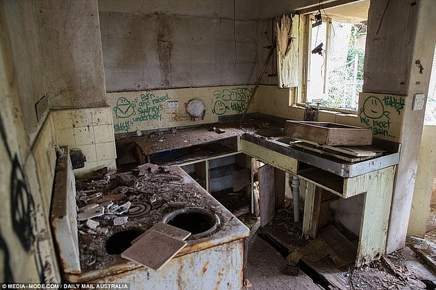 Described as a 'grand masterpiece', what remains of the original mansion is now covered in graffiti with broken windows, scattered rubble and a crumbling interior