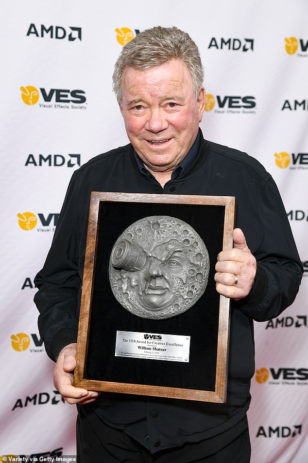 The 92-year-old Star Trek legend attended the ceremony at the Beverly Hilton to receive the VES Award for Creative Excellence