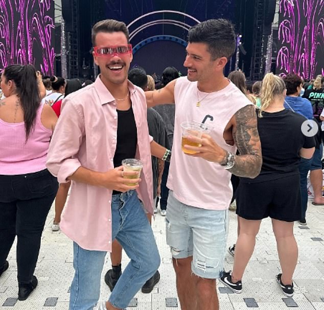 Jesse Baird posted photos of the pair together three days ago from when they attended Pink's concert in Sydney two weeks ago (pictured)