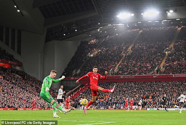 Luton boss Rob Edwards praised the atmosphere on the ground and claimed: 'We saw Anfield and Liverpool at their best'