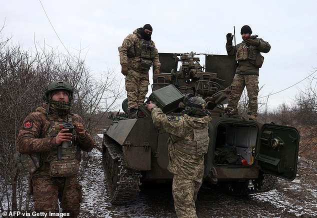 Ukrainian anti-aircraft guns of the 93rd Separate Mechanized Brigade Kholodny Yar equip weapons from their positions in the direction of Bakhmut