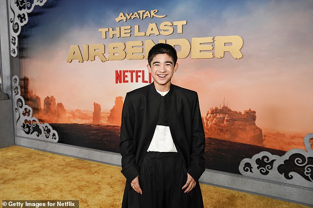 Gordon Cormier, of French and Filipino descent but raised in Vancouver, Canada, plays Aang (pictured at an LA event on February 15)