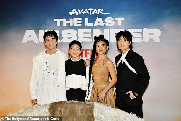 Ian Ousley, Gordon Cormier, Kiawentiio and Dallas Liu attend the afterparty for Netflix's world premiere 'Avatar: The Last Airbender' earlier this month