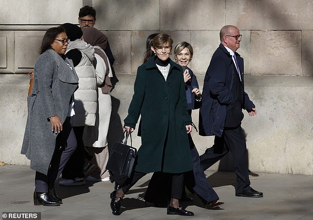 Ines Guardiola, lawyer for Dani Alves, is pictured leaving the court after the hearing earlier in February