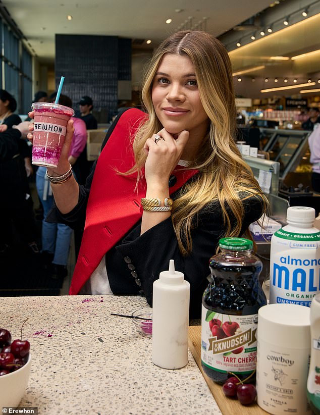 She captioned the video: “BTS from my @ErewhonMarket Sweet Cherry Smoothie is available now.  It's, as I say, the chef's kiss,” she said after preparing the smoothie