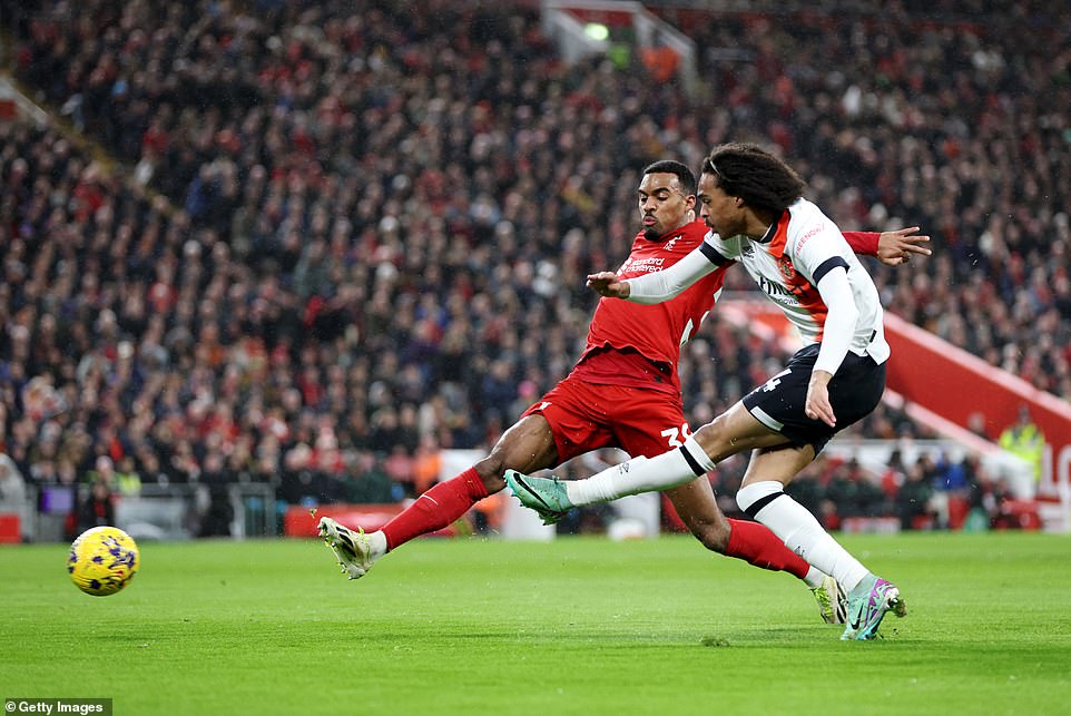 Liverpool dominated the chances, but Luton also threatened to double their lead, with Tahith Chong having a shot saved