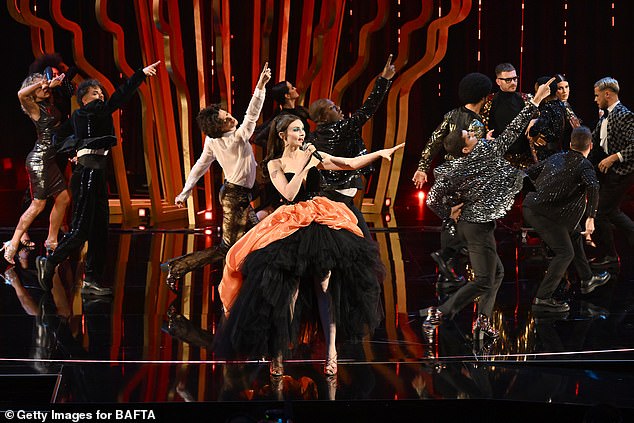 Sophie Ellis-Bextor gave a breathtaking performance at this week's Baftas at the Royal Festival Hall (pictured)