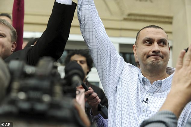 Christopher Tapp celebrates after his post-conviction hearing at the Bonneville Courthouse in Idaho Falls, Idaho, Wednesday, March 22, 2017. Tapp, who experts say was coerced into a false confession to murder, is now free after leaving half his life behind spent time behind bars.