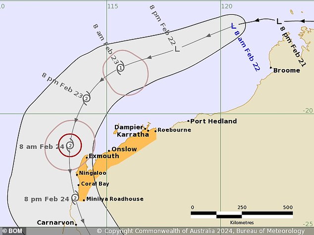 The weather system is expected to re-form on Friday as it tracks south-westerly along the Pilbara coast before crossing the coast on Saturday