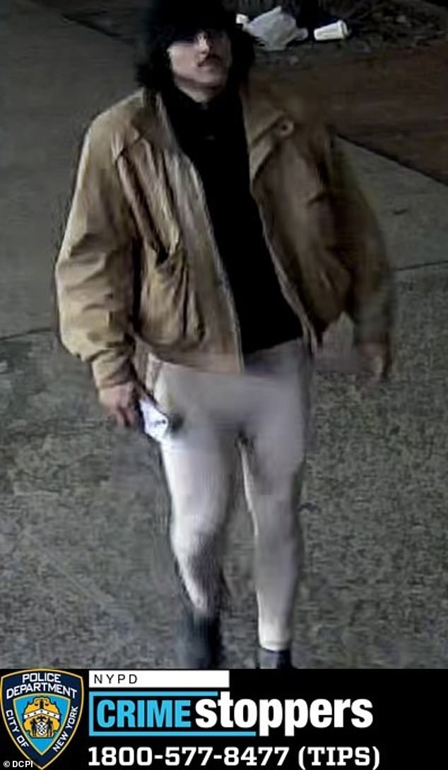 A surveillance footage image shows the suspect in Oleas-Arancibia's gruesome murder wearing a bodysuit in Manhattan