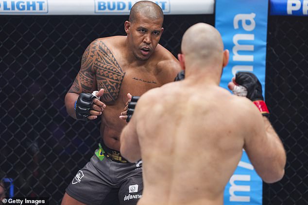 PFL heavyweight champion Renan Ferreira (pictured, left) will put his 118kg, 203cm frame into action this weekend against former UFC superstar Ryan Bader in Saudi Arabia