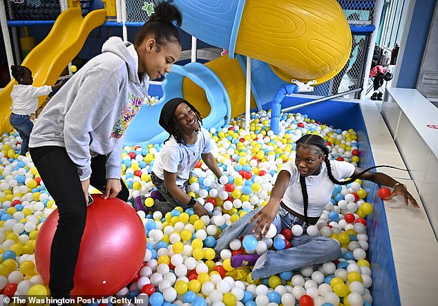 James spent most of the money on her debts and children and only spent money on her son's first birthday party (pictured)