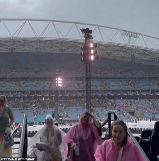 Fans seated on the ground and lower bowl levels of the stadium were asked to move inside after lightning struck just 6 miles (10 kilometers) away