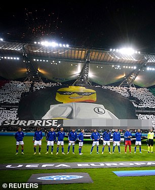 Legia Warsaw fans unveiled an offensive banner during the Europa Conference League match with Molde