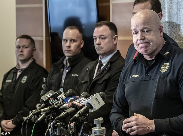 Manchester Police Chief Allen Aldenberg speaks to the media at Hillsborough County Superior Court after the verdict