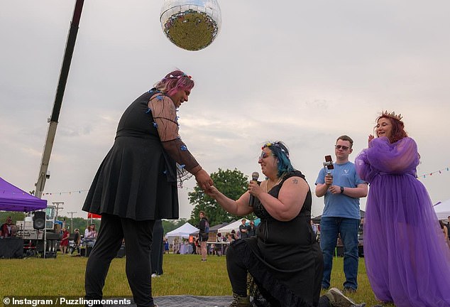 The family are also seen in a series of photos from June last year, showing Plummer kneeling and proposing to renew their wedding vows to Piper.