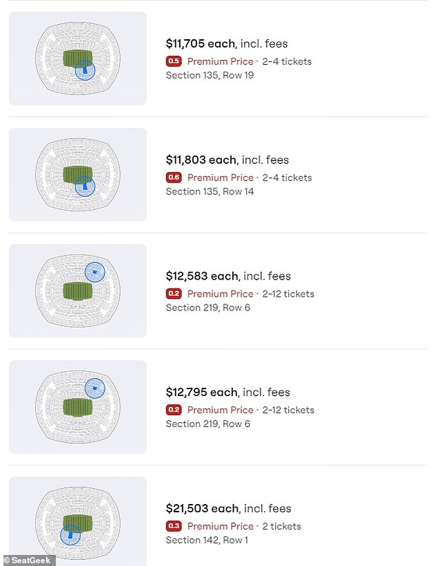 One pair of tickets cost more than $21,503 at one point before disappearing