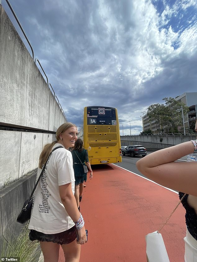 The photos also showed the girls then driving along the shoulder of the highway