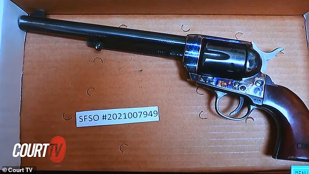 A photo of the gun used in the fatal on-set shooting was shown in court Thursday