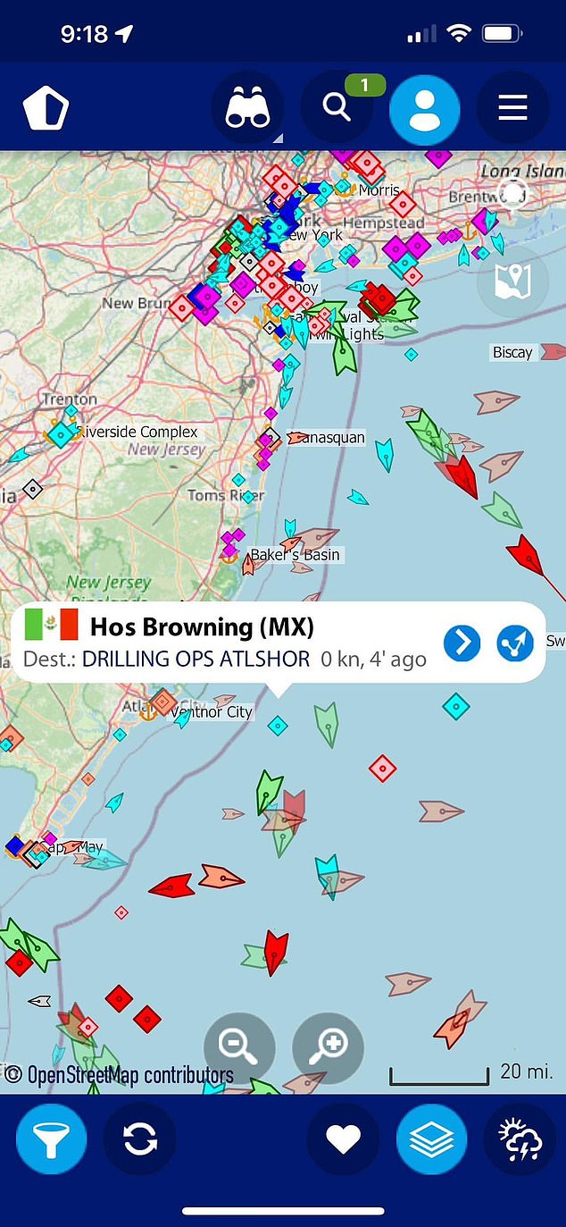 The Mexican HOS Browning ship was identified off the coast of New Jersey four days before the dolphin was found beached