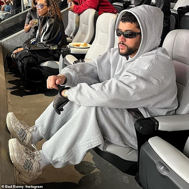 Jenner's other ex, Bad Bunny, also attended Super Bowl LVIII, but did not watch from the KarJenner suite