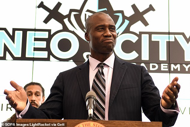 State Surgeon General Dr. Joseph Ladapo speaks during a press conference at Neo City Academy in Kissimmee, Florida