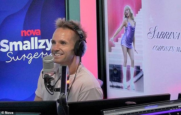 The American singer, 24, spoke to Nova's Smallzy's Surgery this week, where she had to avoid a question about the Saltburn star.  In the photo: Smallzy