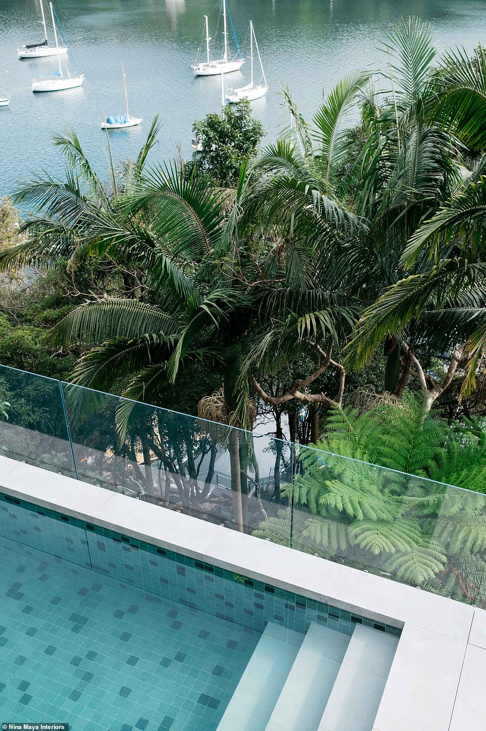 There was a pool overlooking the coastline for the California stars