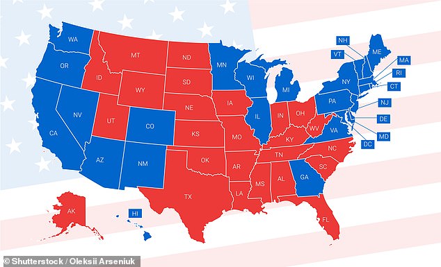 The 2020 presidential election map, above.  Despite so many blue state residents moving to southern red states, the political demographics have changed little.