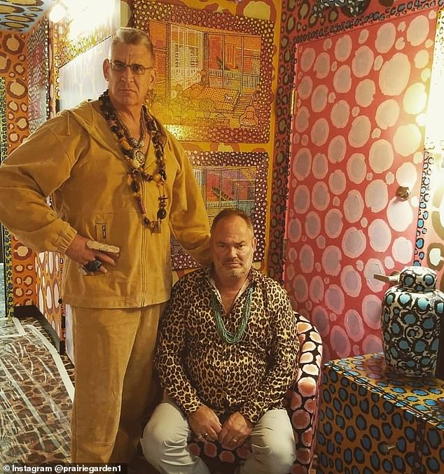 Pictured are artist Lon Michels (left) and his life partner Todd Olson (right) in the Leopard Room in 2019