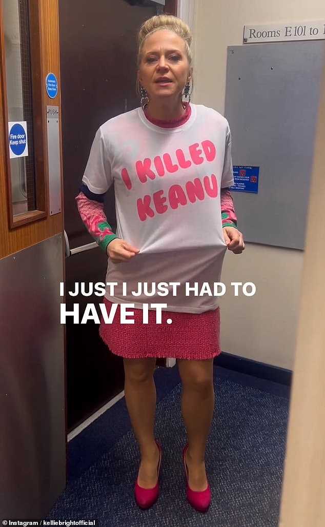 Kellie, 47, took to Instagram on Friday dressed in Linda's costume and had her hair and makeup fully prepped.  Referring to the much-discussed Christmas storyline, she wore a T-shirt that read: 