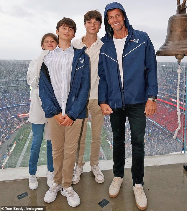 Tom and Gisele share 11-year-old daughter Vivian Lake and son Benjamin, 14. He also has 16-year-old son Jack with ex-girlfriend Bridget Moynahan;  all three recently pictured