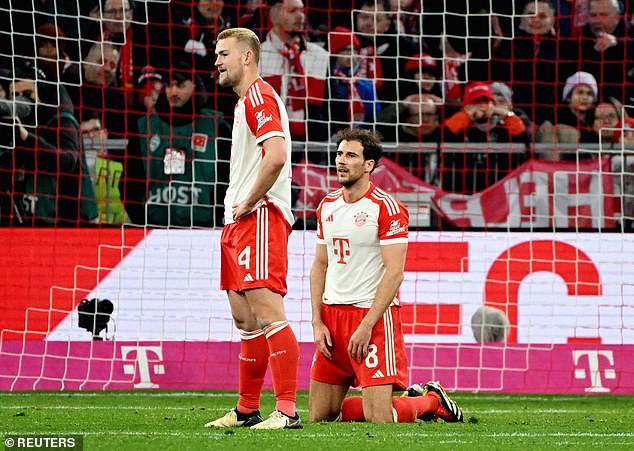 Bayern Munich looked dejected as they conceded late in the match