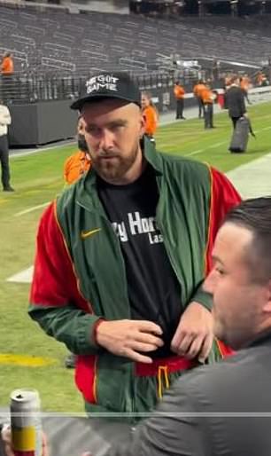 Kelce was filmed greeting fans at Allegiant Stadium after his Chiefs team defeated the Raiders