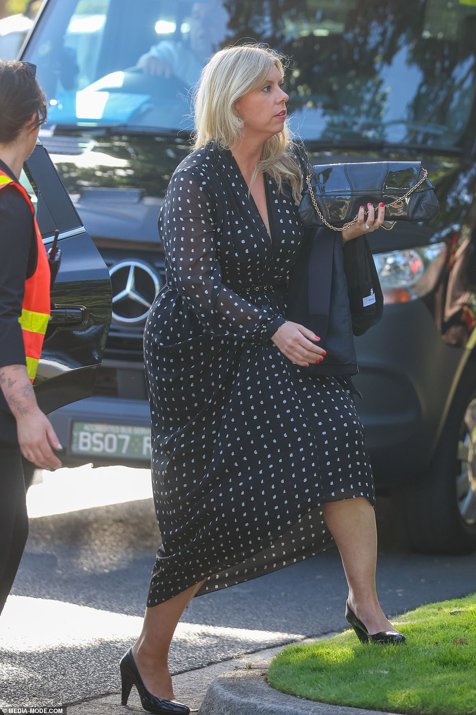 Lots of high heels and expensive-looking handbags (pictured) were on display at the event