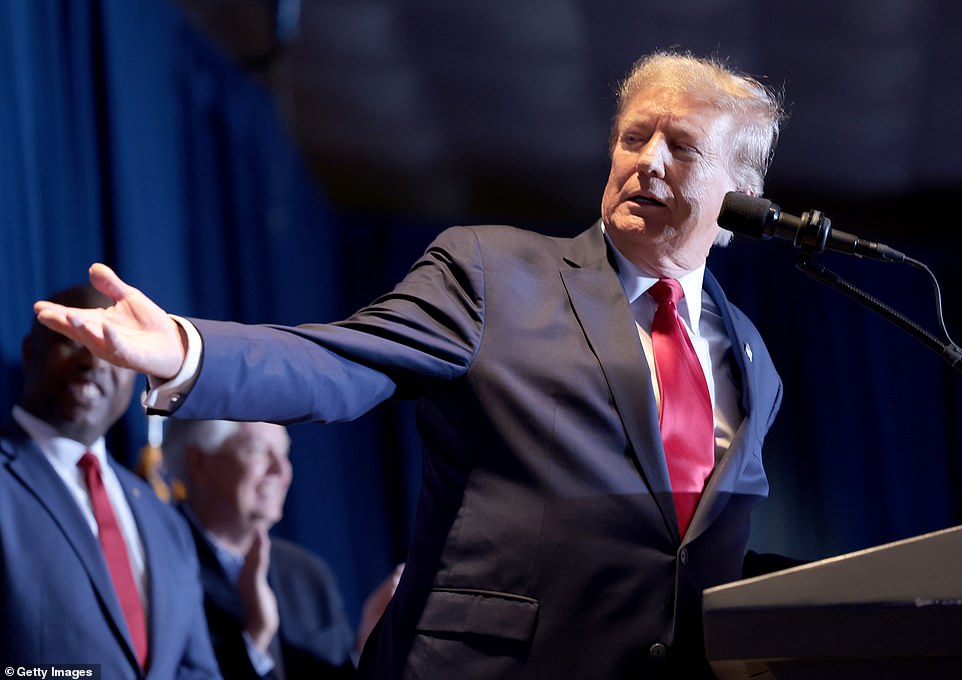 Former President Donald Trump took the stage Saturday evening to announce victory in the South Carolina primary in Columbia