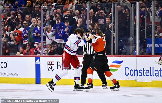Rangers and Flyers fans in Philly quickly took to their cell phones to record the fight
