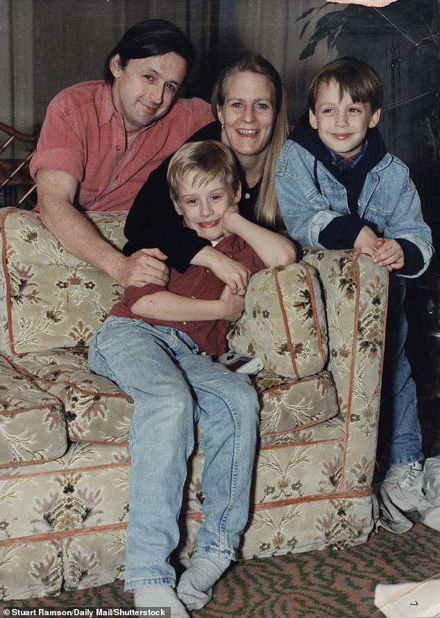 In 2016, a now reclusive Kit said he 'didn't think of Macaulay as a son anymore', while Kieran hasn't seen his father since 2014;  pictured 1990