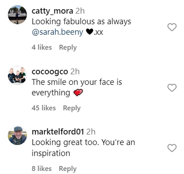 Fans quickly rushed to the comments to tell the TV star that she is an 'inspiration' and that they are so 'happy' for her