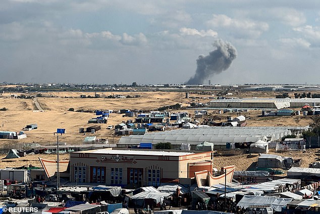 Smoke rises during an Israeli ground operation in Khan Younis, amid the ongoing conflict between Israel and the Palestinian Islamist group Hamas