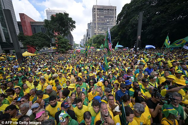 A huge crowd of his supporters thronged Paulista Avenue, one of the city's main streets