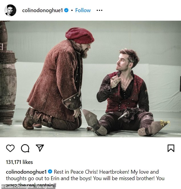 Colin O¿Donoghue, who played Captain Killian 'Hook' Jones in the ABC TV show Once Upon a Time, paid tribute to Chris after hearing the news
