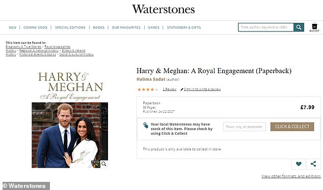 The book about the Sussexes is still available on the Waterstones website for the full price of £7.99